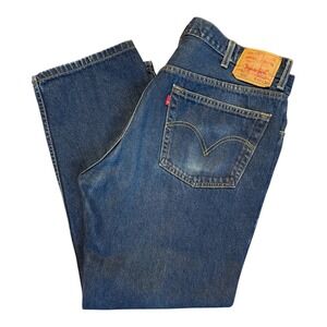Levis Y2K 505 Regular Fit Blue Denim Jeans Men 40x30 Straight Leg Vintage Cotton